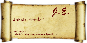 Jakab Ernő névjegykártya